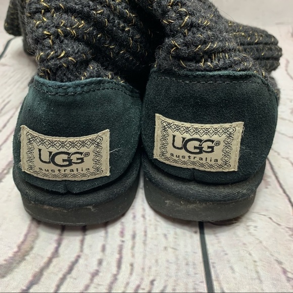 Ugg Cardy Classic Knit Sweater Boots Metallic Gold/Black - Picture 7 of 9